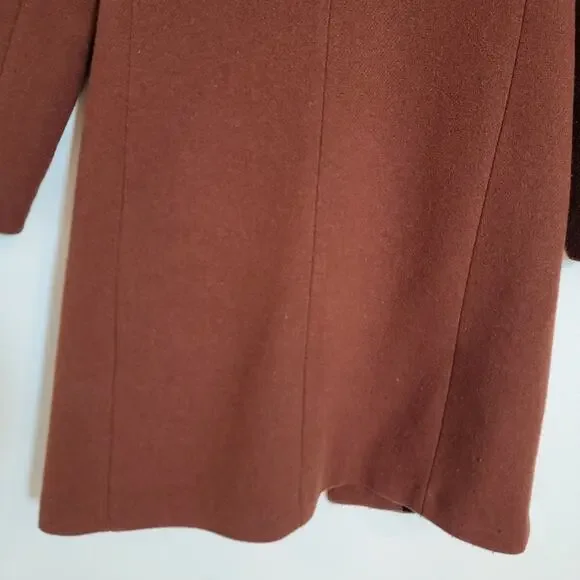 House Of Harlow 1960 Burnt Brown Wool Blend Long Peacoat XS Winter Travel Work - Picture 9 of 16